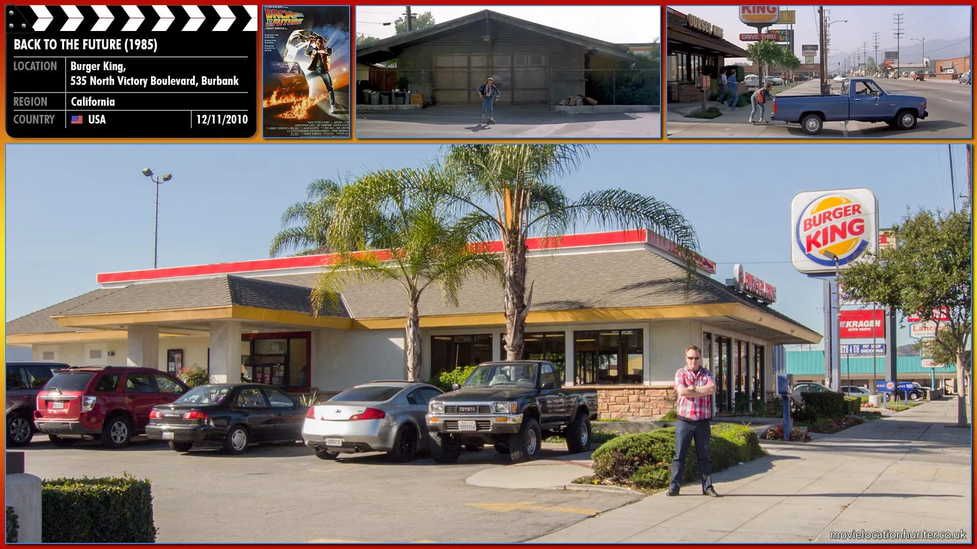 Filming location photo, shot in USA, for Back to the Future (1985). Scene description: On October 25, 1985, Marty McFly (Michael J. Fox), a 17-year old high school senior, visits the home of his friend, an eccentric local scientist named Dr. Emmett L. Brown (Christopher Lloyd), but finds that 
