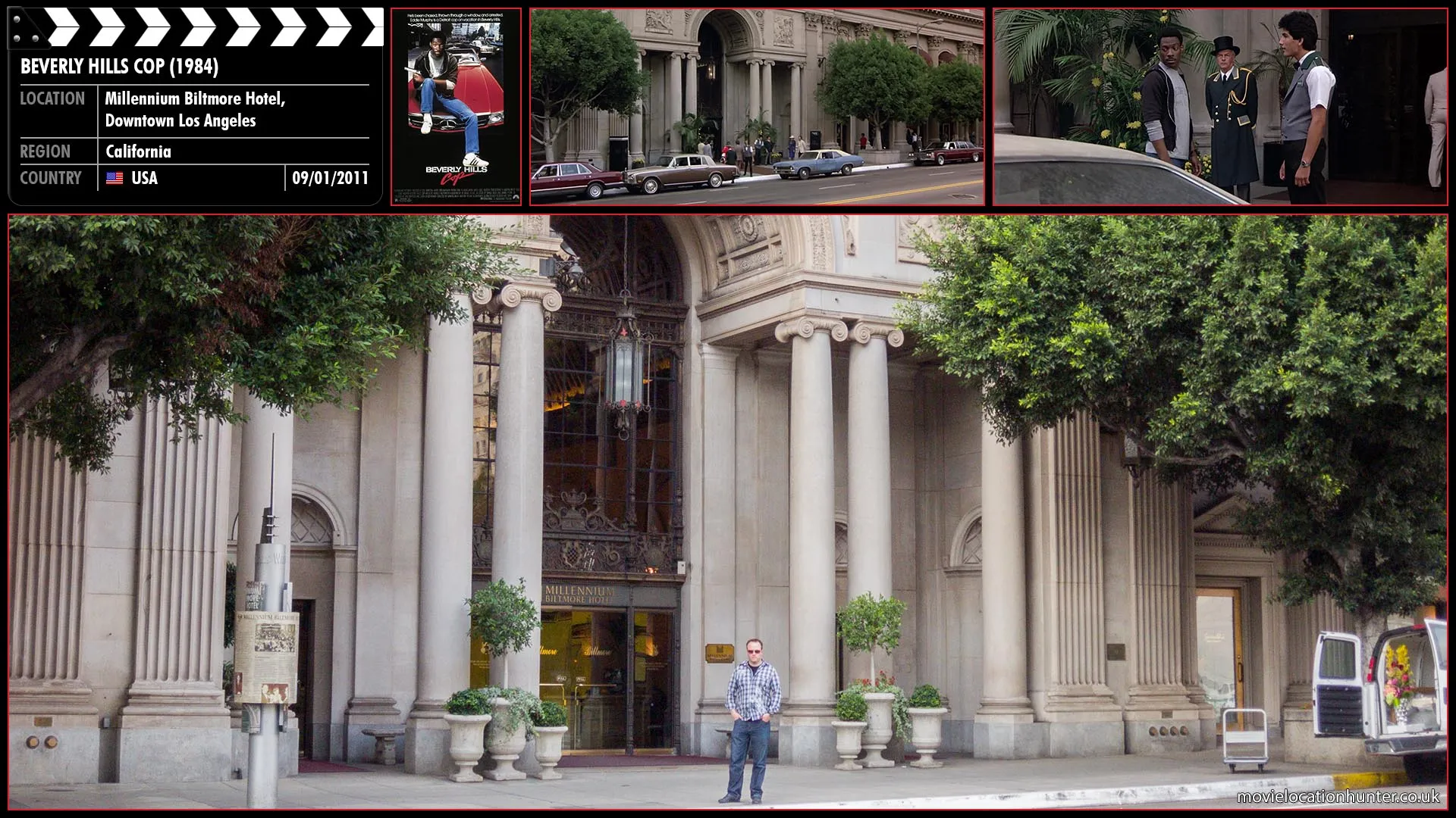 Filming location photo, shot in USA, for Beverly Hills Cop (1984). Scene description: Axel (Eddie Murphy) drives his 