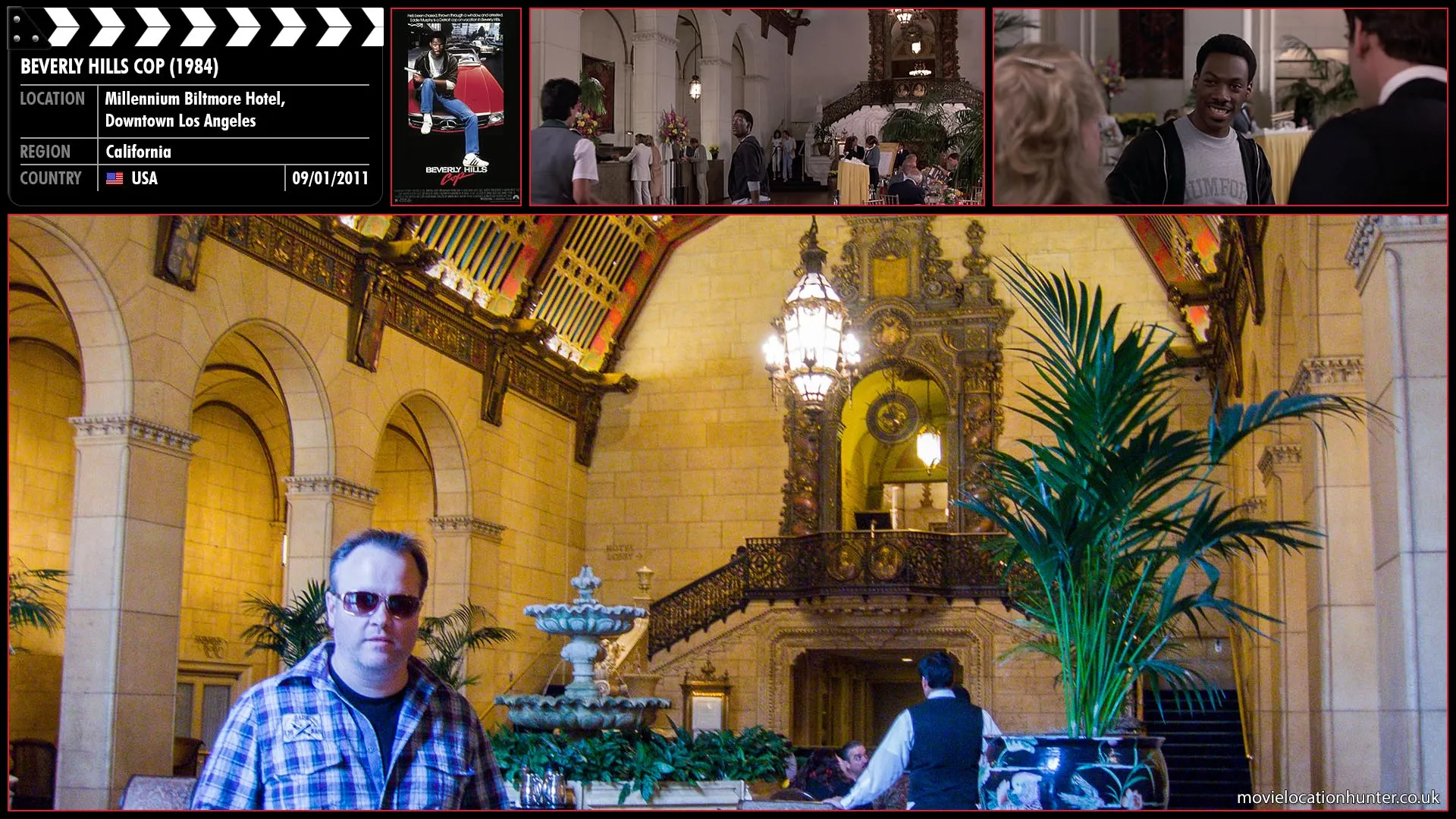 Filming location photo, shot in USA, for Beverly Hills Cop (1984). Scene description: Masquerading as a reporter for Time magazine, Axel (Eddie Murphy) manages to check into a suite at the high-end Beverly Palm Hotel.