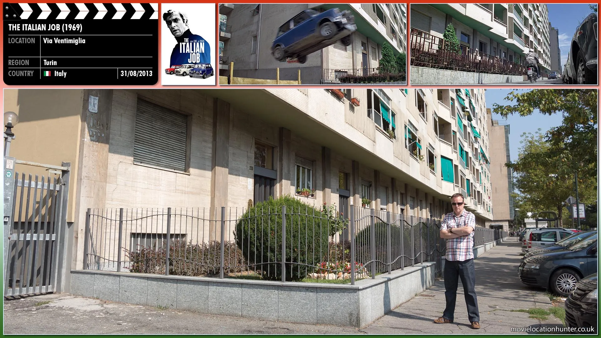 Filming location photo, shot in Italy, for The Italian Job (1969). Scene description: The minis drive through the backstreets and alleys trying to lose the police.