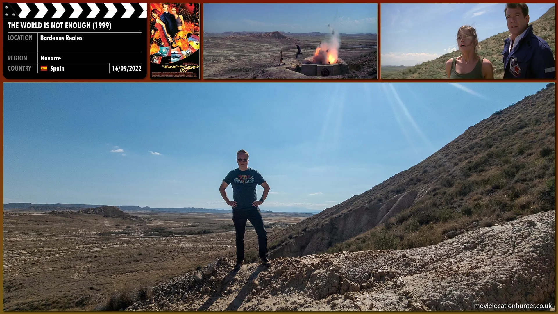 Filming location photo, shot in Spain, for The World Is Not Enough (1999). Scene description: Posing as a Russian nuclear scientist, Bond meets American nuclear physicist Dr. Christmas Jones (Denise Richards).